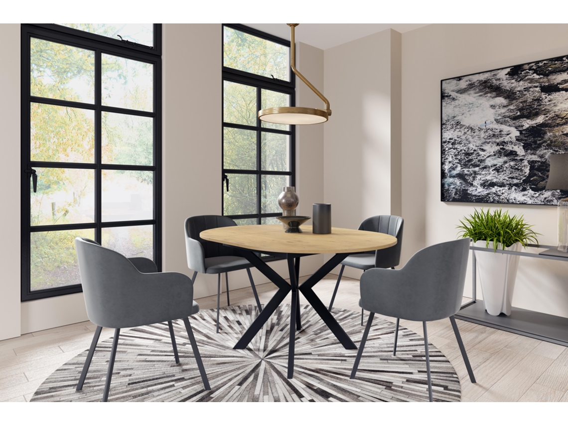 Mesa de Jantar FURNLUX PREMIUM Leia Laranja Madeira de Engenharia 100X138X78 Cm