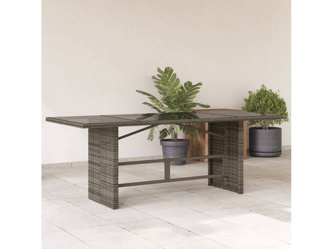 Mesa de jardim VIDAXL Cinzeto Rattan / Vime (190x80x75 cm)