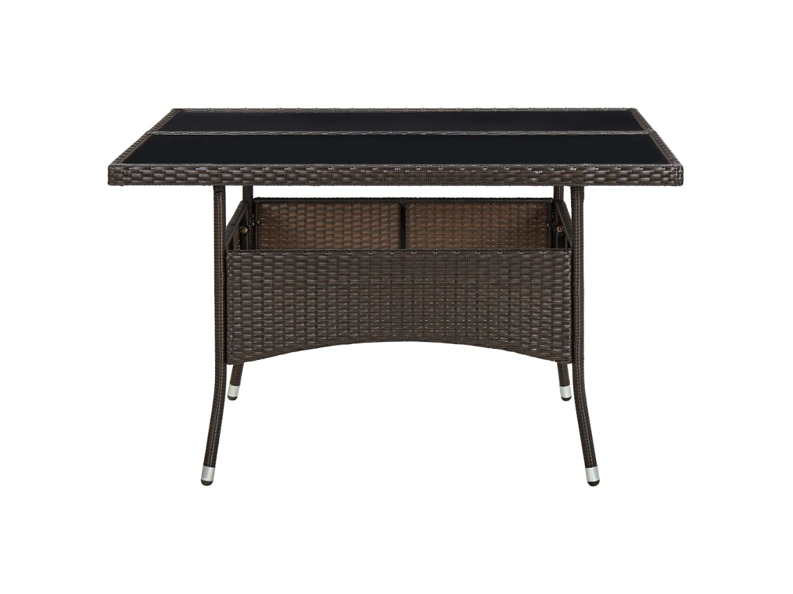 Mesa Jantar Exterior Vime Pe Vidro Temperado 120x120x75cm Castanho