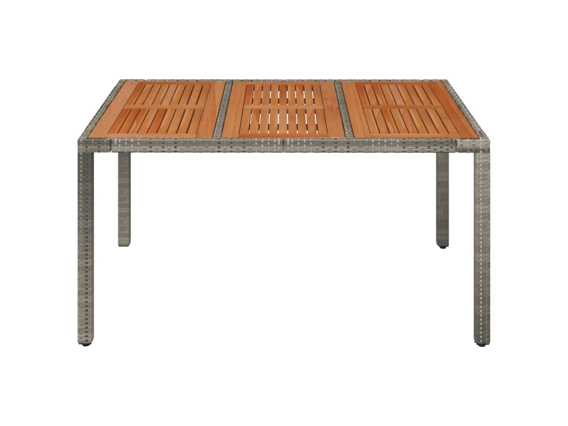 Mesa De Jardim 150x90x75cm Tampo Madeira Vime Pe Cinza Vidaxl