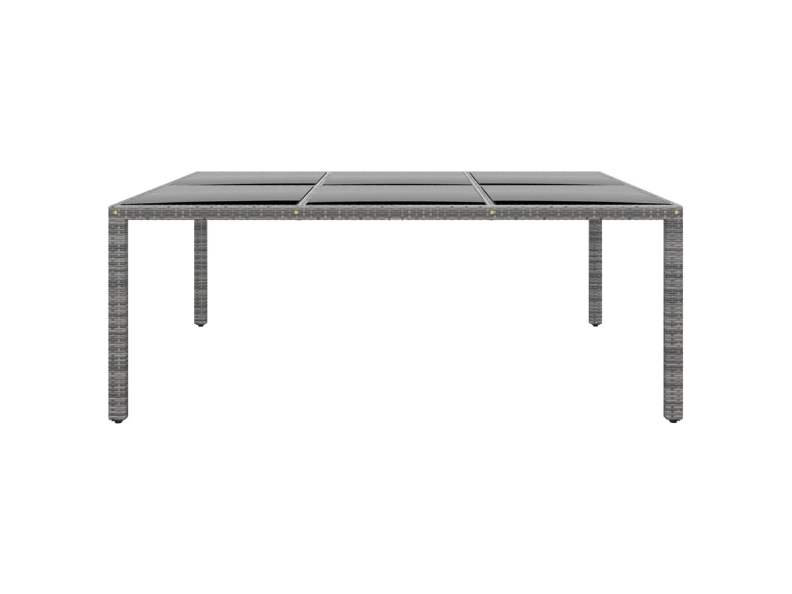 Mesa De Jardim Vidro Temperado Vime Pe 200x150x75 Cm Cinza