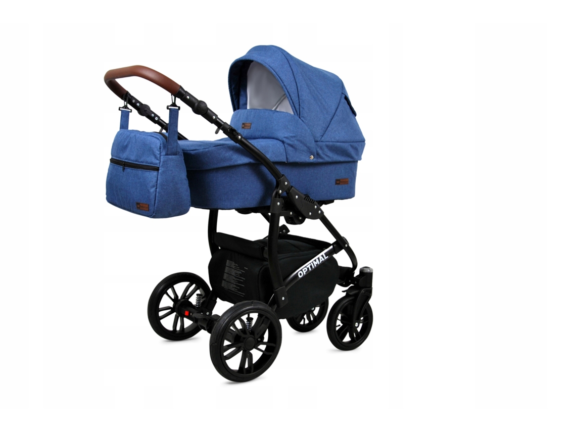 Carrinho De Bebé Multifuncional Babylux Optimal 4 Em 1 -blue Flex Black Frame - Ajustável E Dobrável Construção Leve Em Alumínio - Acessórios