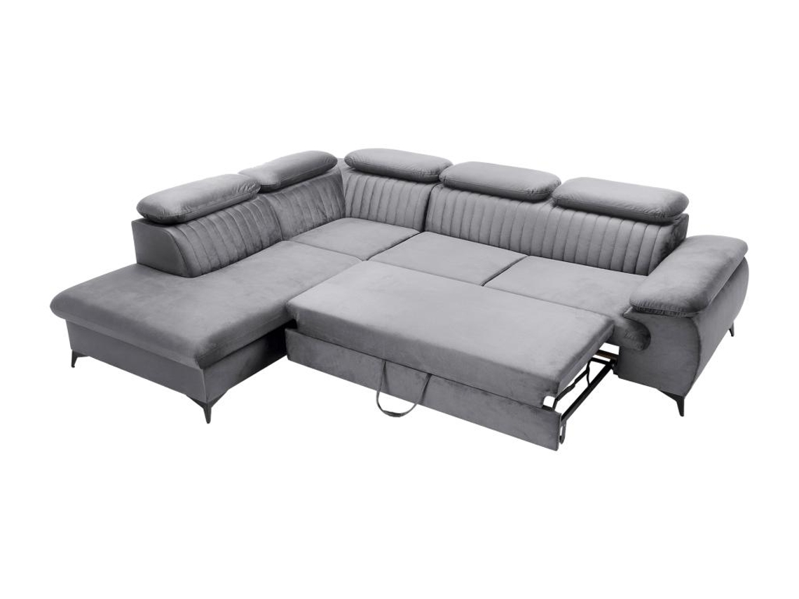 Sofá Cama de Canto de Veludo Cinza Claro Samara de PASCAL MORABITO (75 x 275 x 221 cm)