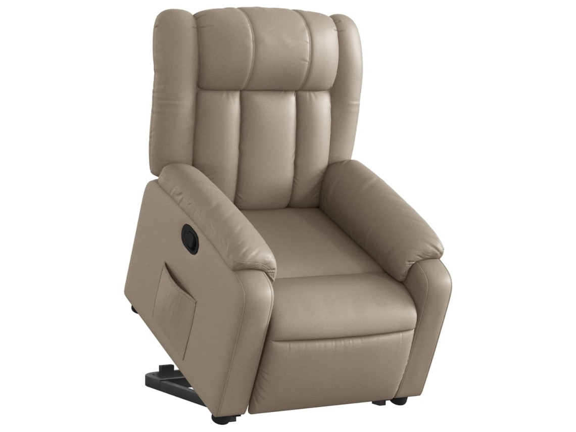 Poltrona reclinável elevatória couro artificial cor cappuccino