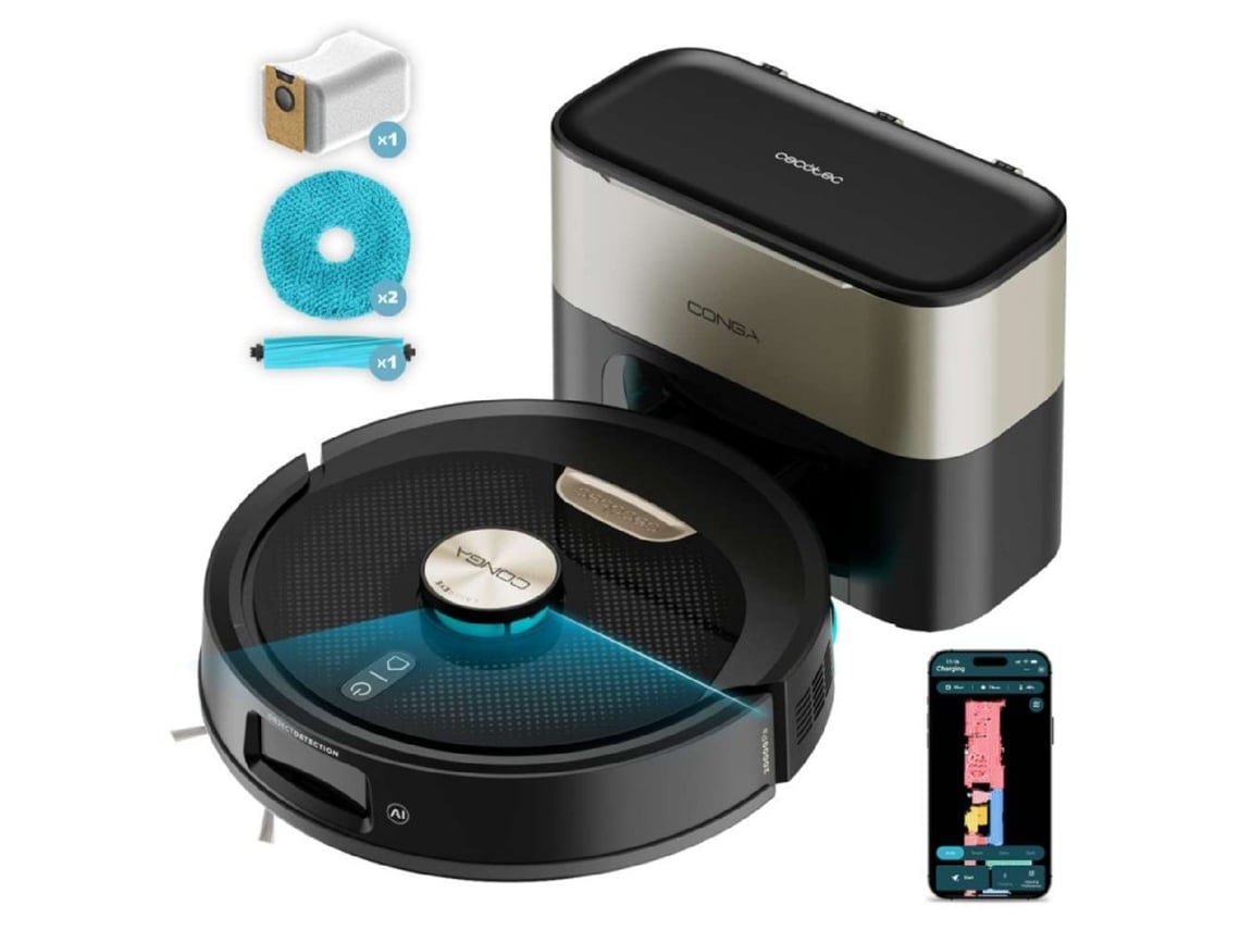Aspirador E Mopa Cecotec Conga M50. Navegação A Laser, 5000pa De Pressão De Sucção, Bateria De 3200 Mah