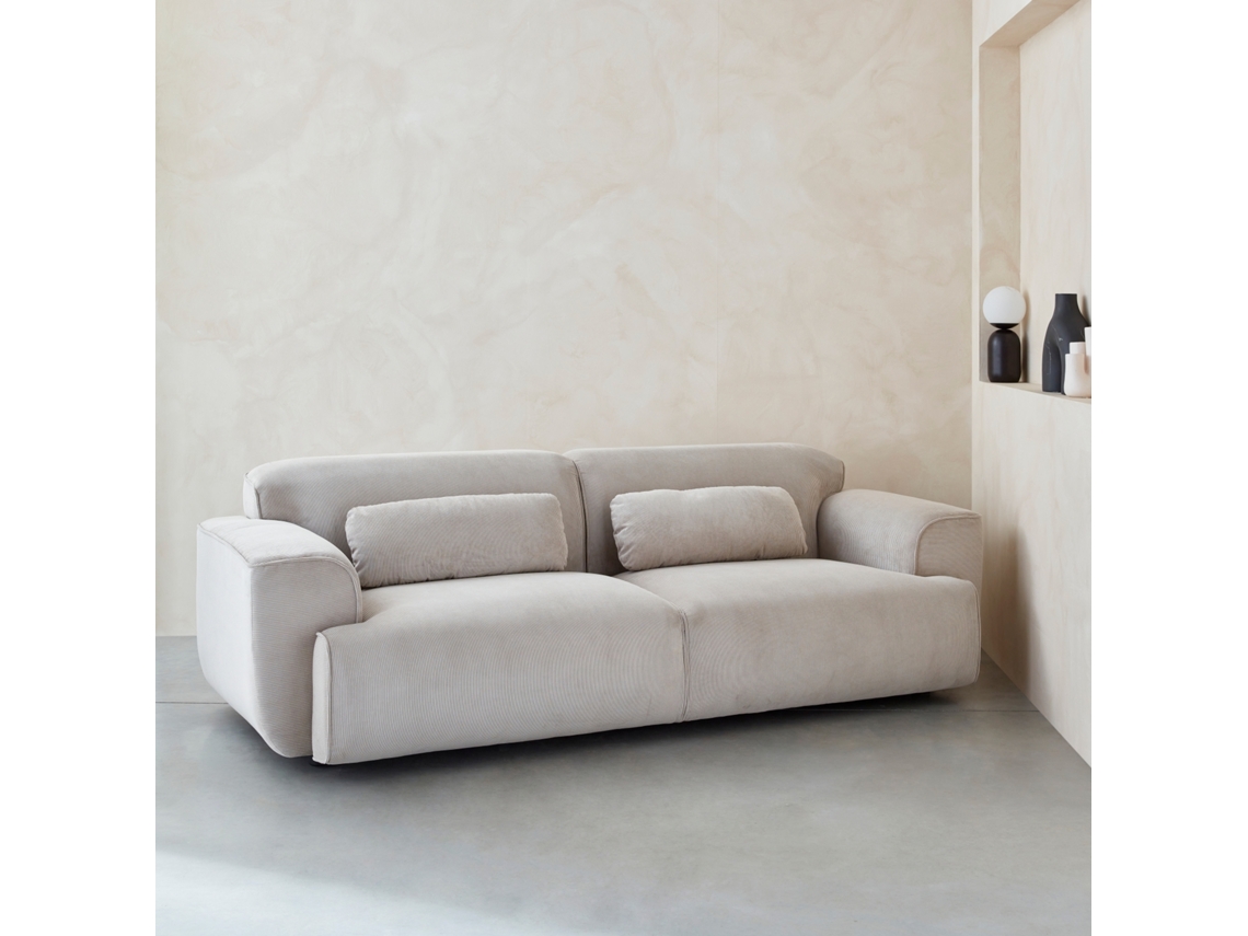 Sofá de 3 lugares em veludo cotelê SWEEEK (230 x 98 x 73 cm)