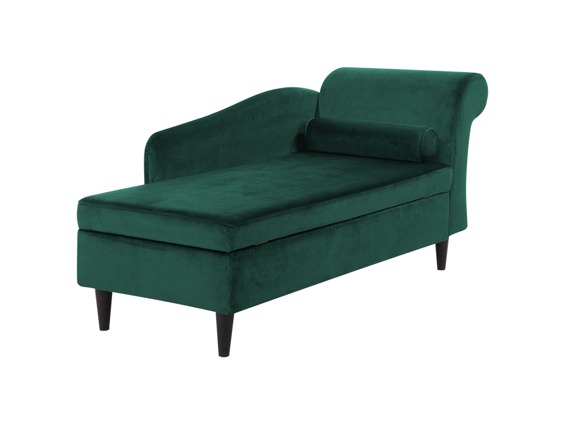 Chaise longue versão à direita BELIANI Luiro de Veludo Verde 160x70x77