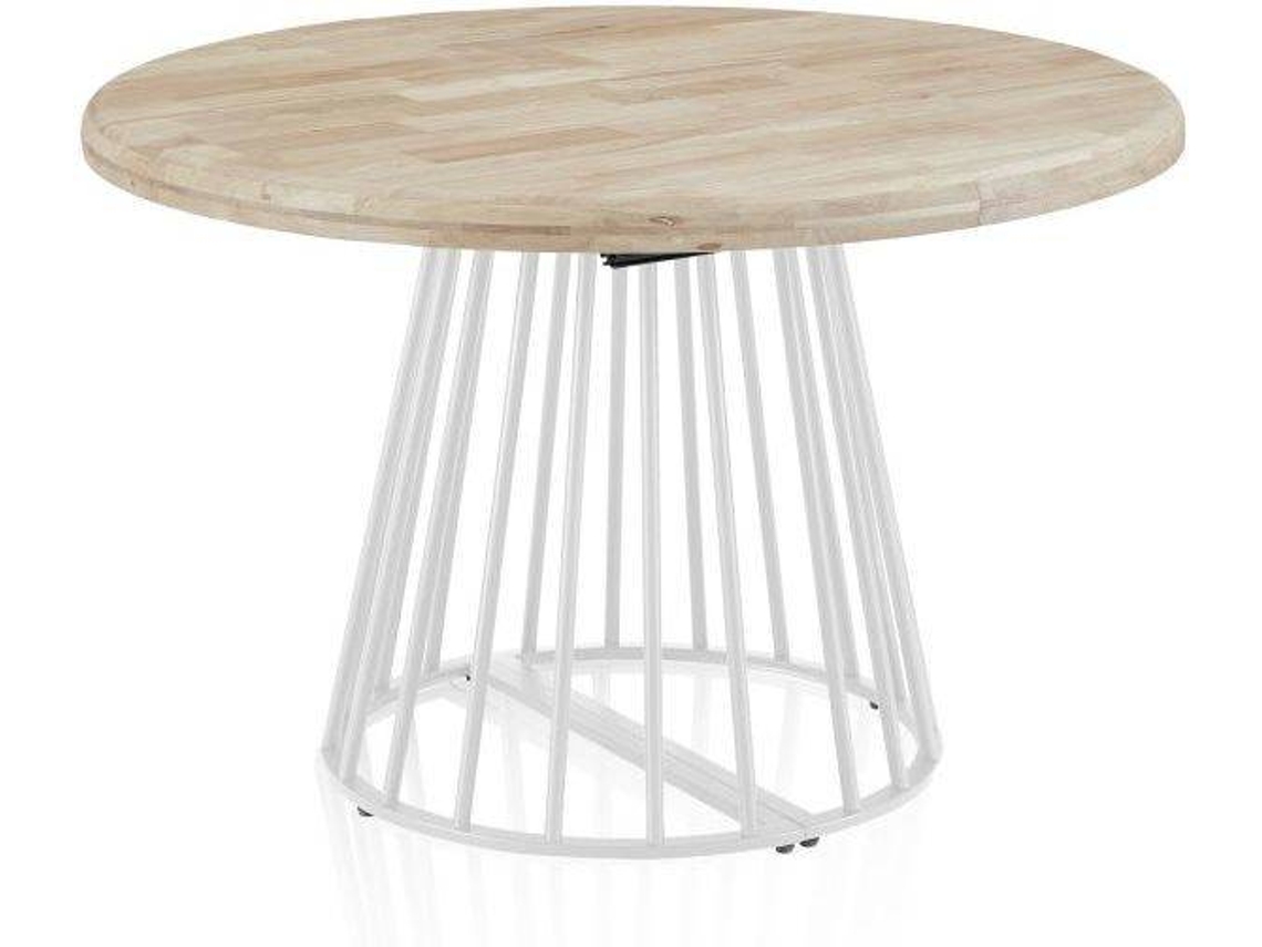 Mesa redonda extensível Meztil carvalho branco 120 x 76 x 120 cm Duehome