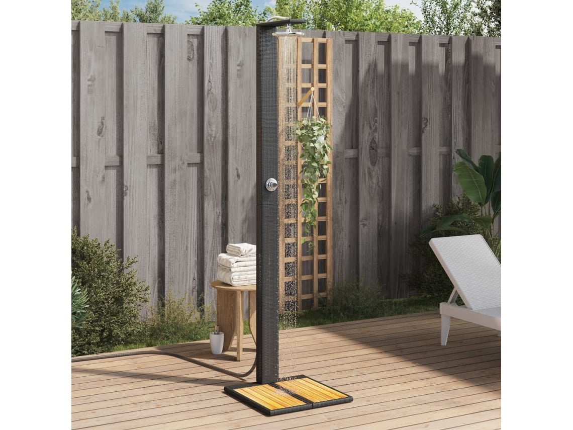 Chuveiro de Exterior VIDAXL Vime Pe/Madeira Acácia Preto 50 X 55 X 224 Cm