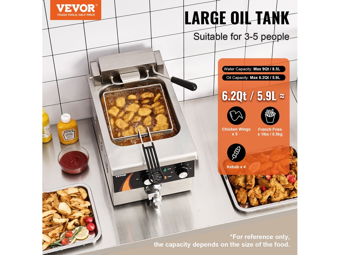 Fritadeira Elétrica Vevor 3000w Com Cesto 8,5l 535 X 295 X 330 Mm