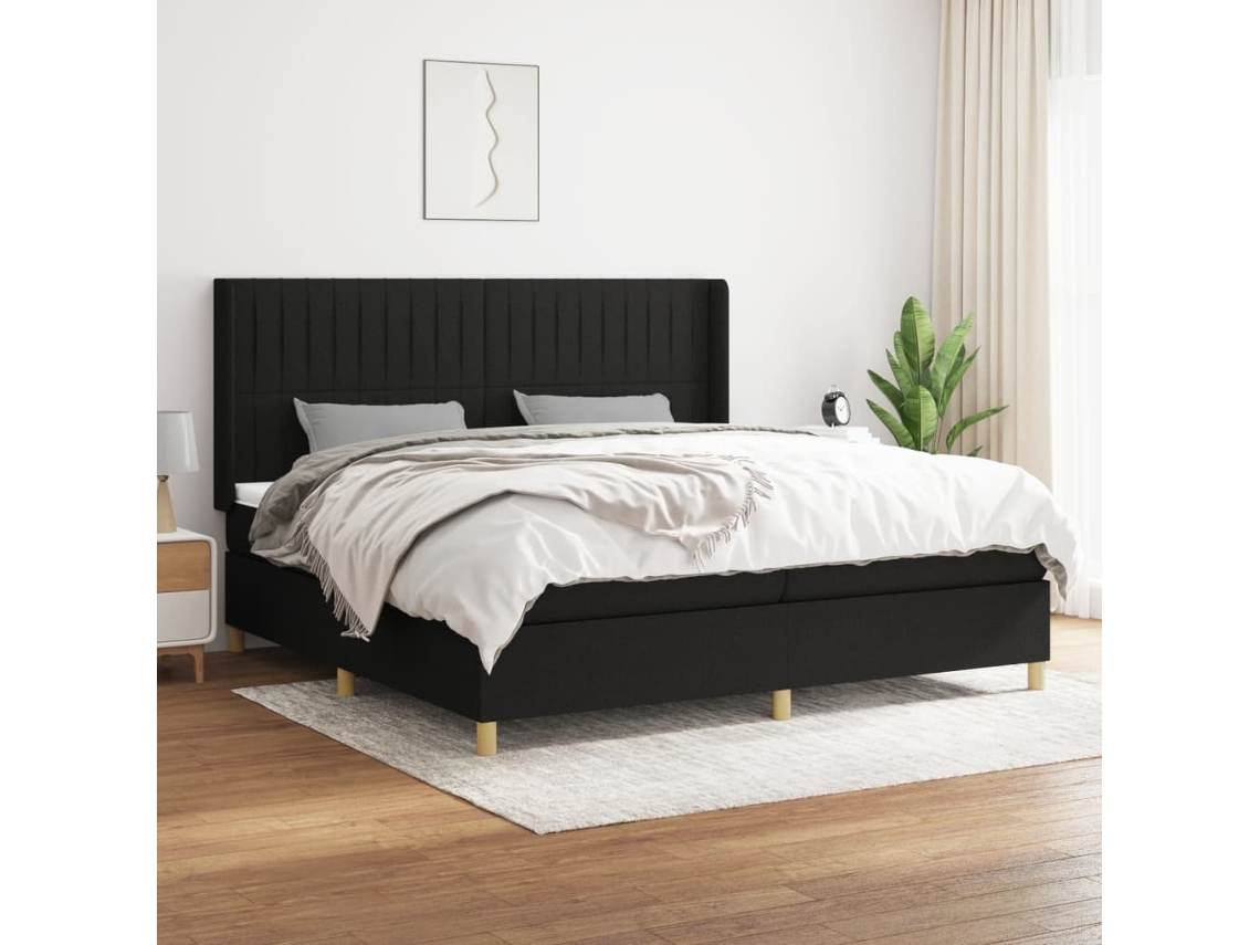 Cama box spring VIDAXL Preto Tecido (200x200 cm)