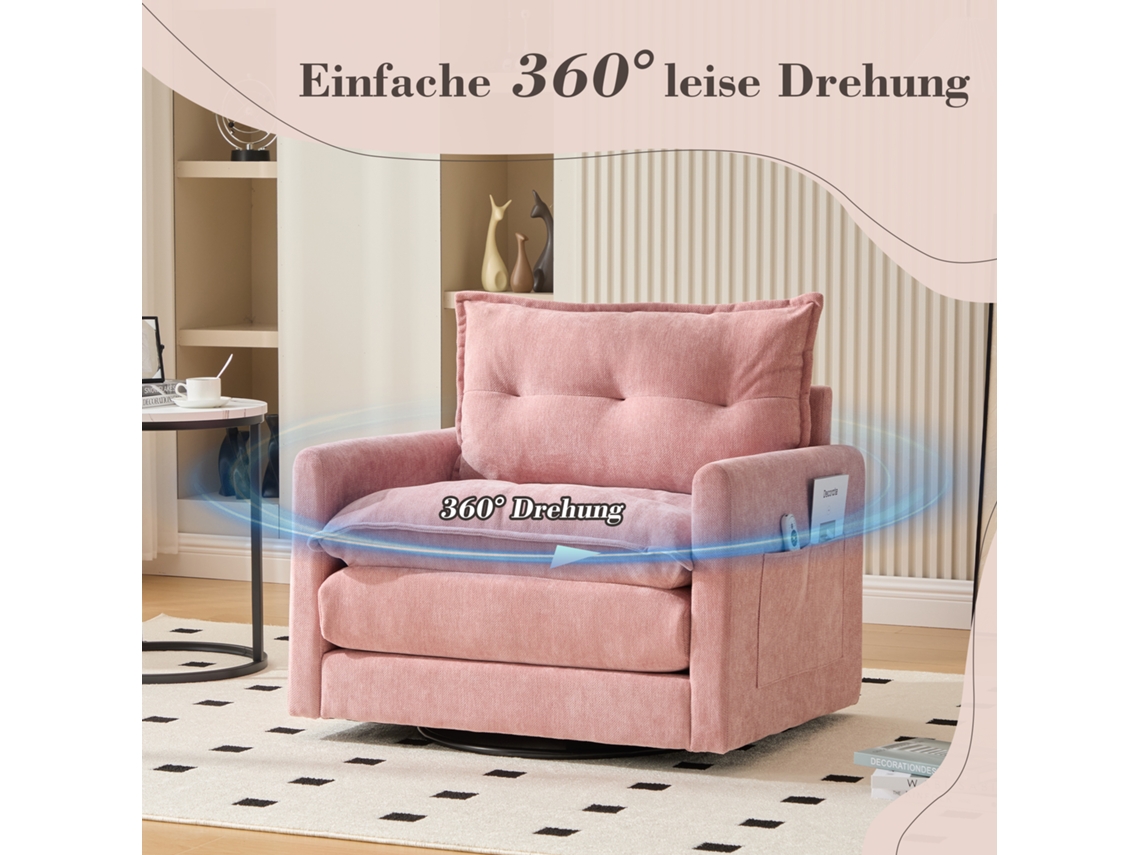 Poltrona giratória 360° com apoio de braço, sofá individual de estilo moderno com almofadas Panshiyuan (92 x 74 x 67 cm)