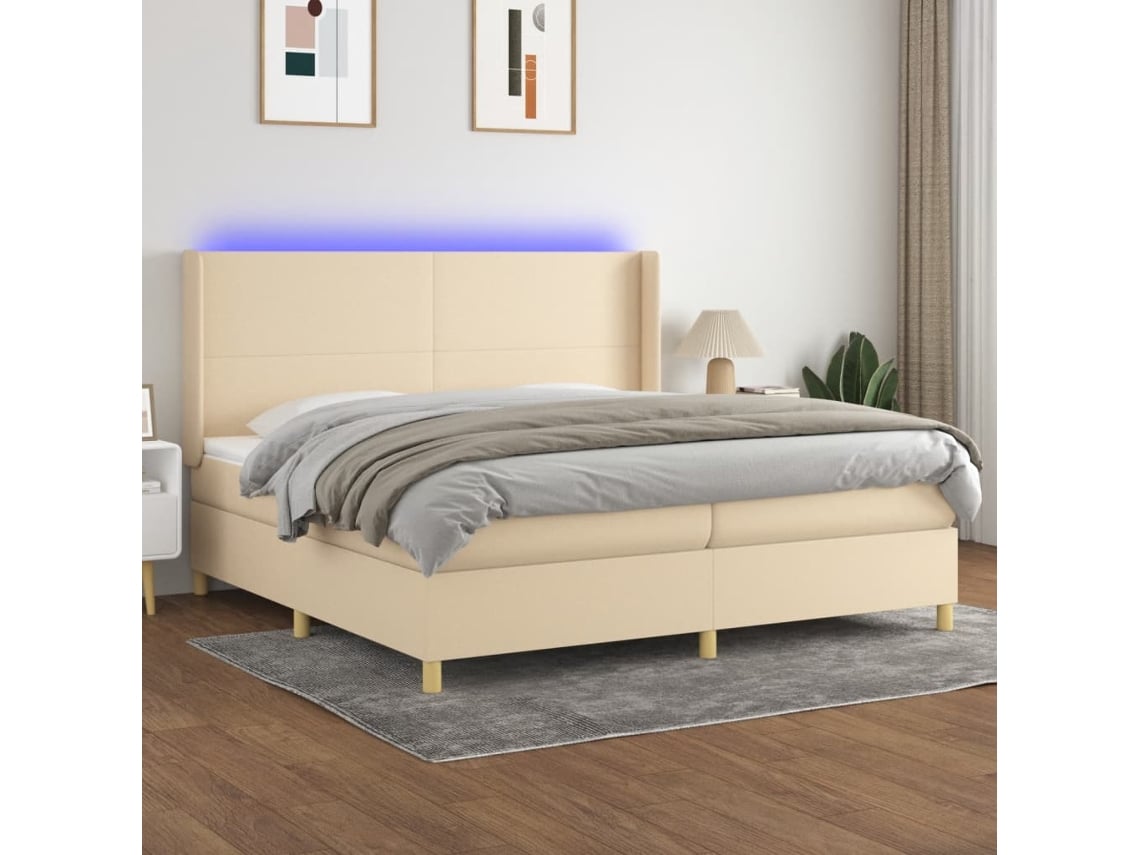 Cama box spring VIDAXL Creme Tecido (200x200 cm)