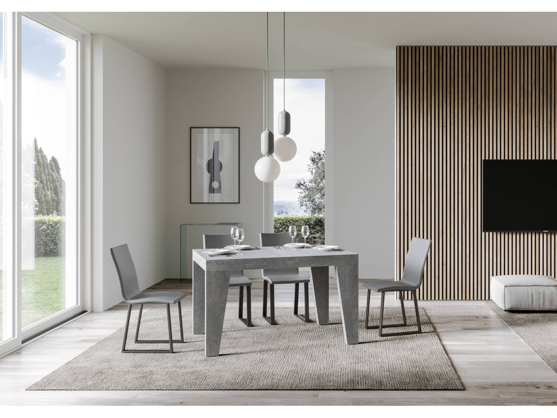 Mesa de Jantar Extensível 90X140/244 Cm Naxy Premium Cimento ITAMOBY