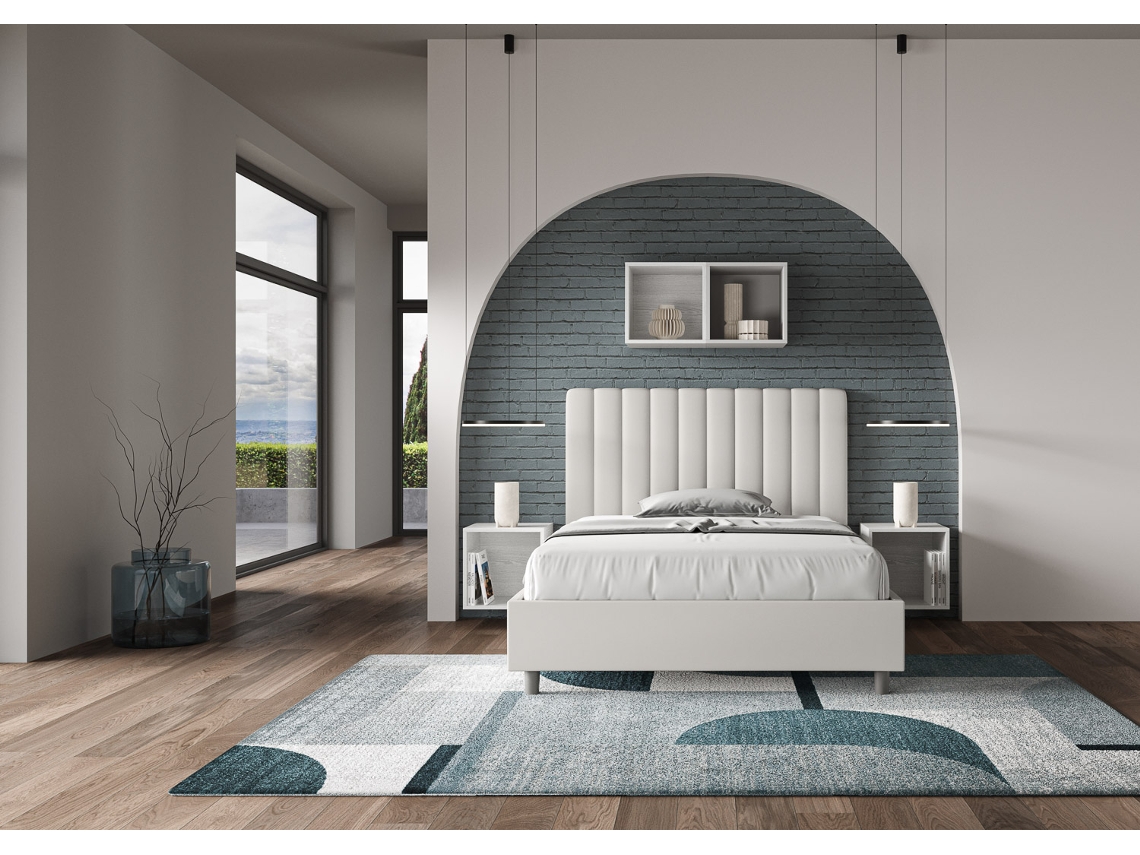 Cama de Corpo e Meio Con Estrado Estofada AguedaITYHOME (120 x 210 cm - Painéis de Melamina e Couro Sintético)