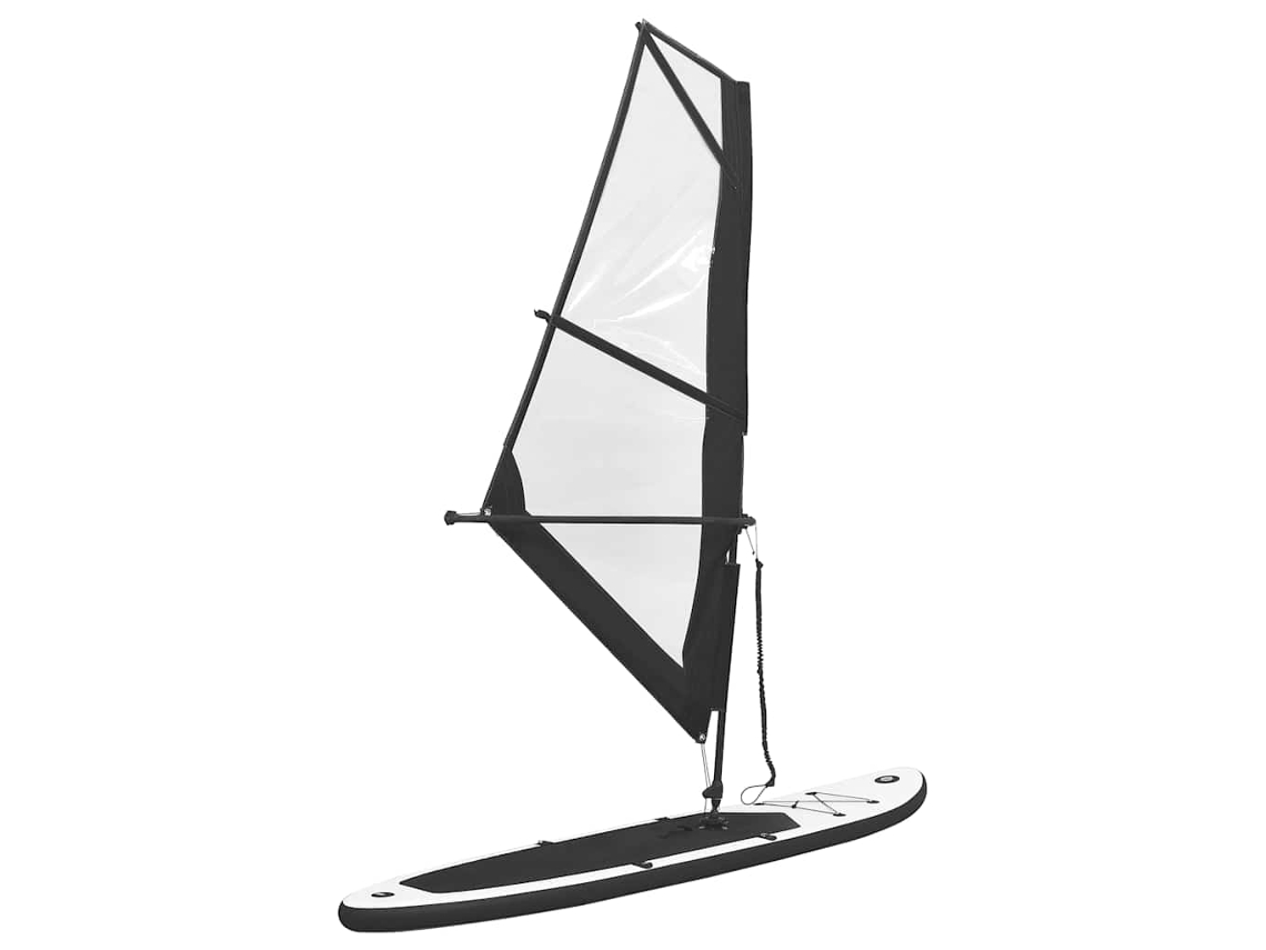 Conjunto prancha paddle SUP insuflável VIDAXL c/ vela preto/branco