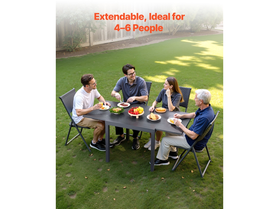Mesa De Jantar Vevor Extensível Para Pátio, Jardim, Varanda 80 160 X 80 X 75 Cm