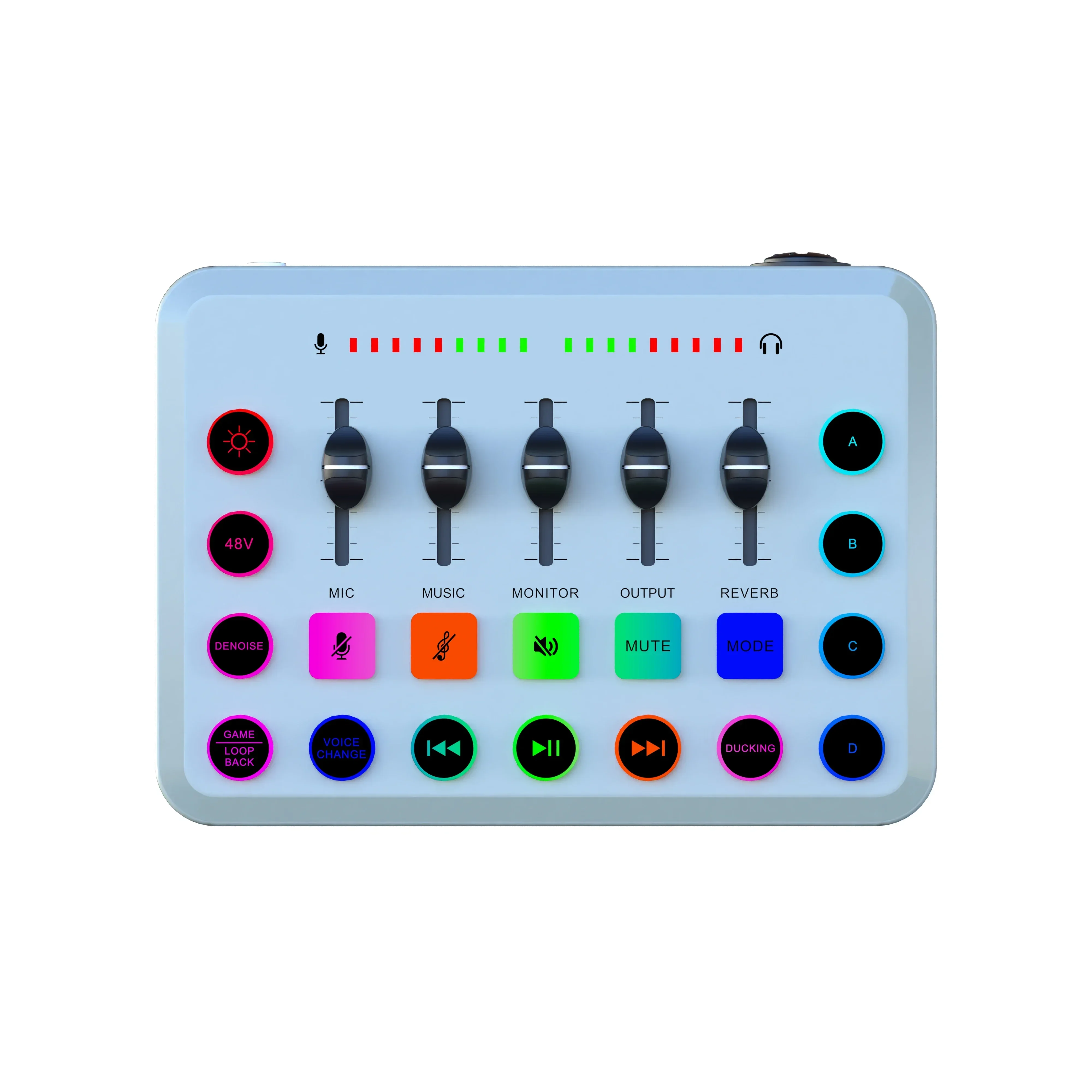 Mixer De Áudio De 5 Canais, Alimentação Phantom De 48v, Modo De Redução De Ruído, Branco