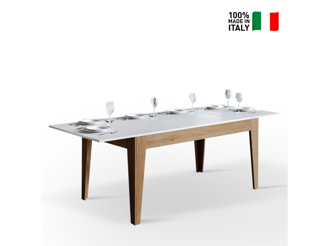 Mesa de jantar extensível 90x160-220cm madeira branca Cico Mix QB
