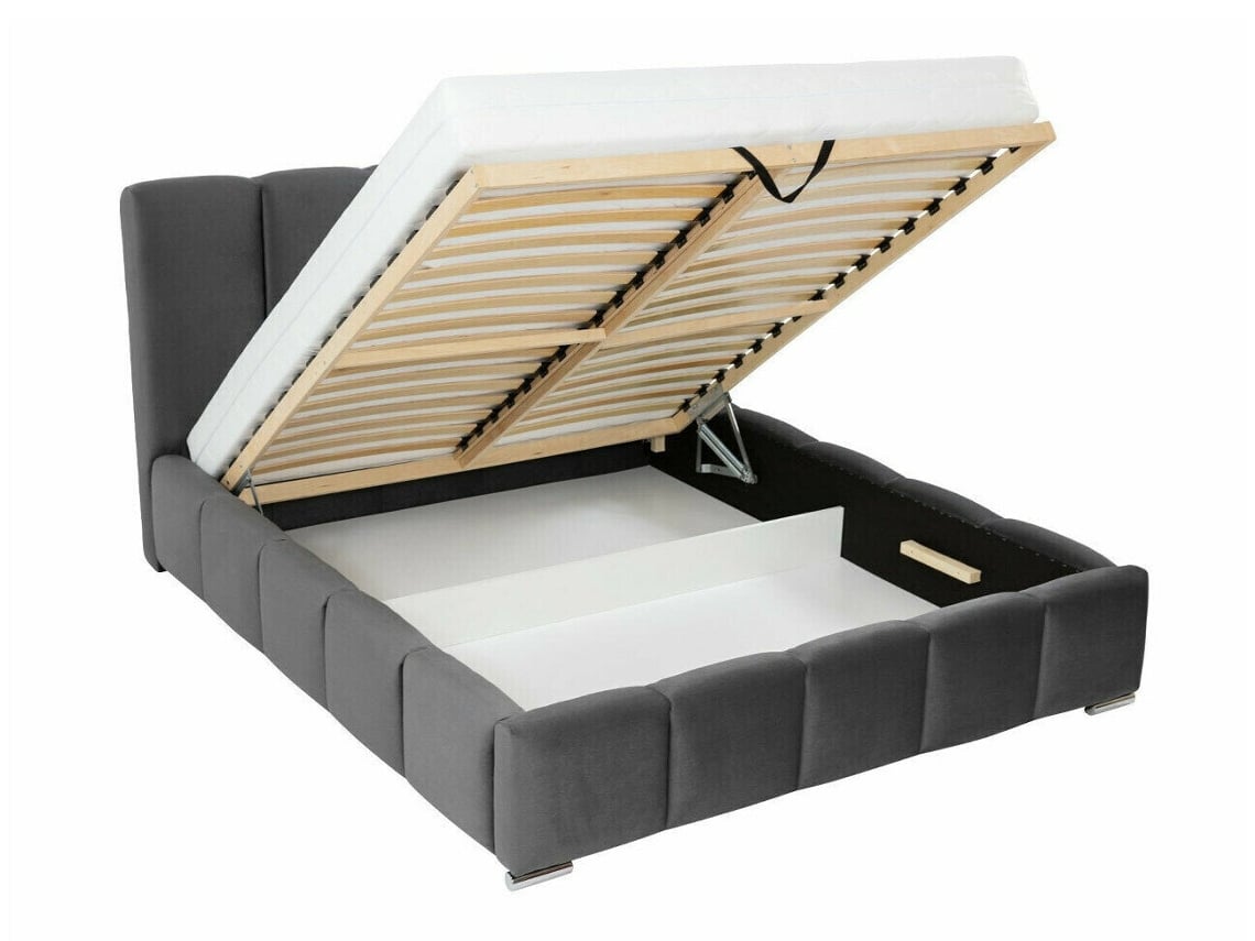 Cama Estofada c/arrumação AMBIHOME GORDON (Preto - 140x200 cm)