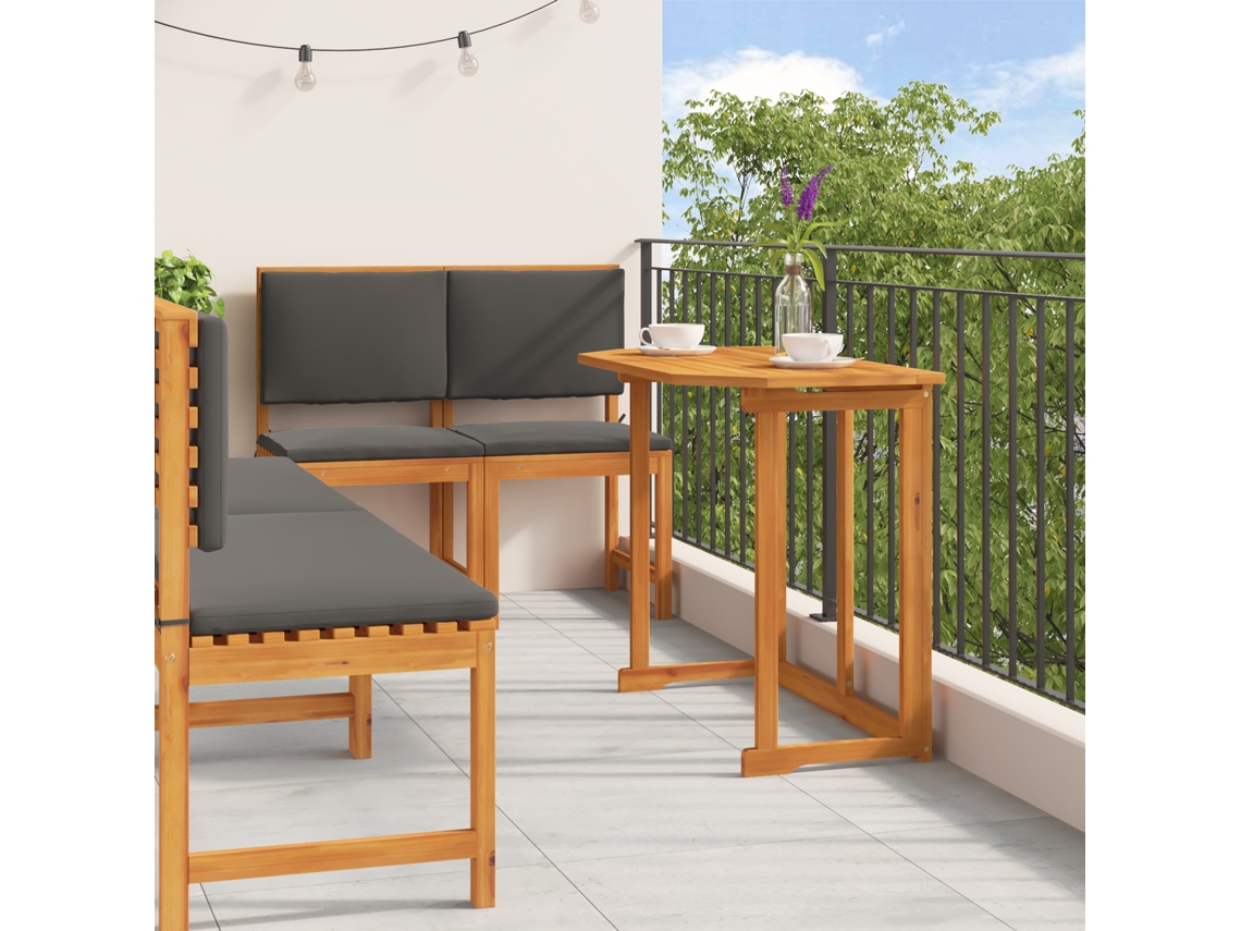 Conjunto 5 De Jantar Para O Jardim De Vidaxl Com Almofadas Em Madeira Sólida De Acácia