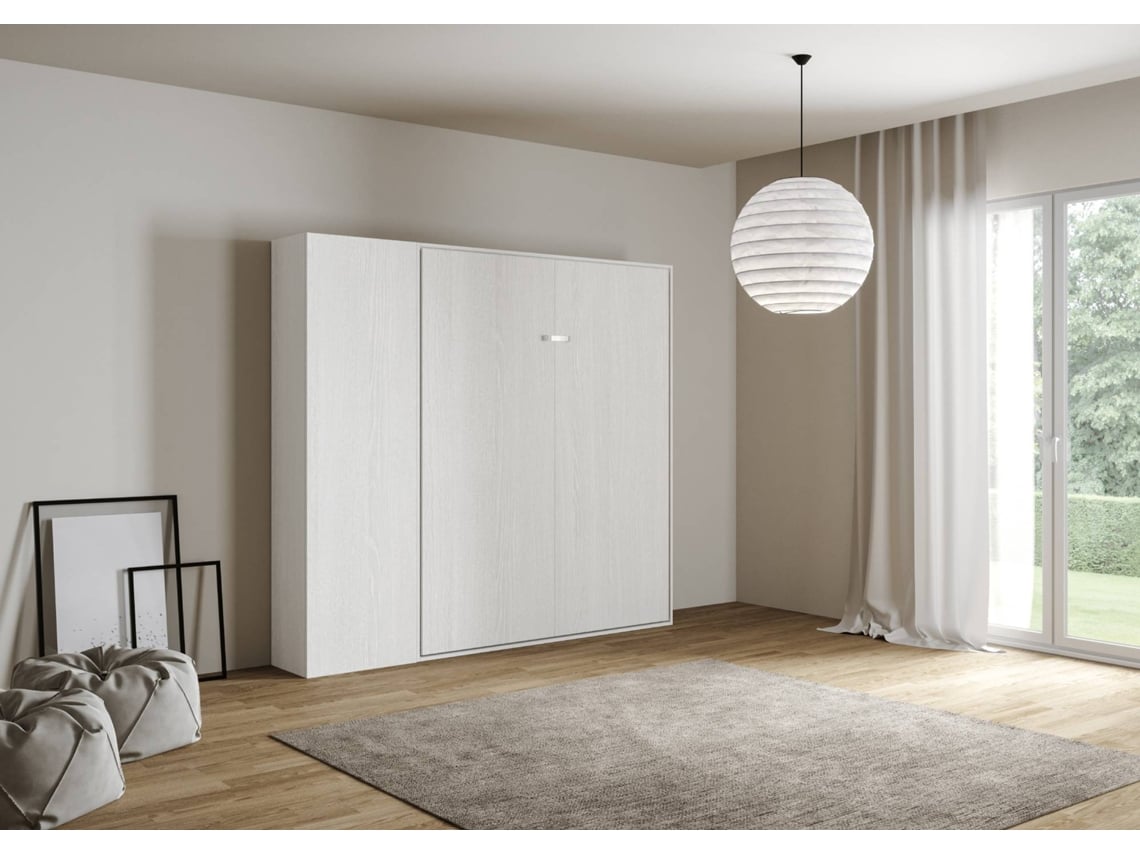 Cama Abatível 160 Vertical ITAMOBY Kentaro (234 x 39 x 210 cm - Painéis em Melamina - Freixo Branco)