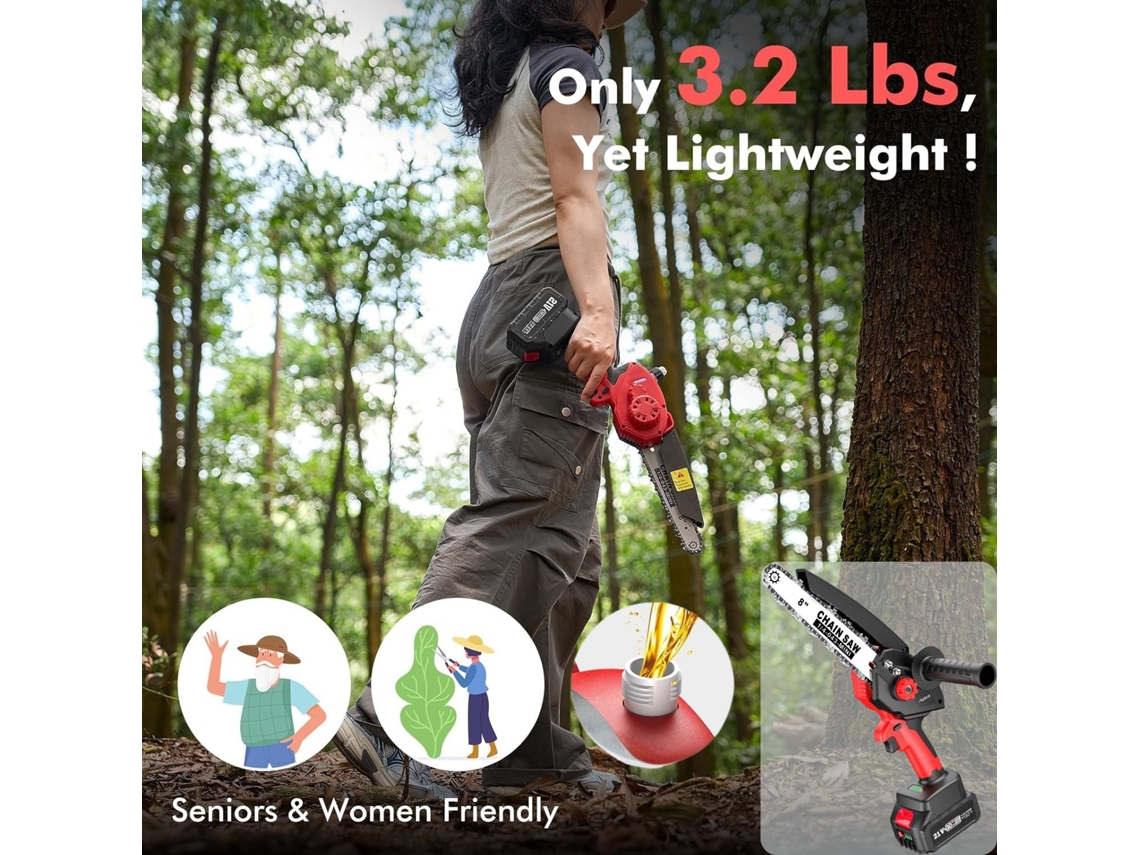 Mini Serra Elã©trica, 8 Polegadas, Motor Sem Escovas, Bateria De 8000 Mah, Tensionamento Da Corrente Sem Ferramentas, Certificado Ce Oem