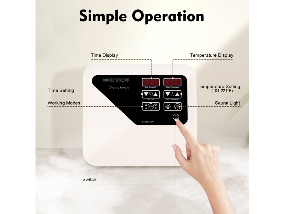 Controlador De Forno De Sauna Digital 3 9kw 220 240v 4.5 13.7a Faixa 40 100â°c 105â„ƒ, Dimensãµes 24.521.58cm Oem