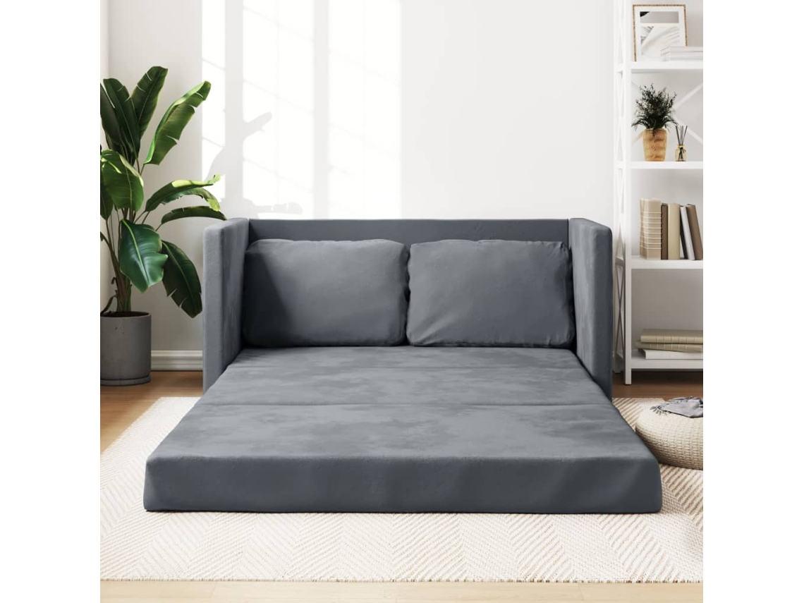 Sofá-cama sem pés VIDAXL veludo cinzento-escuro (122x204x55 cm)