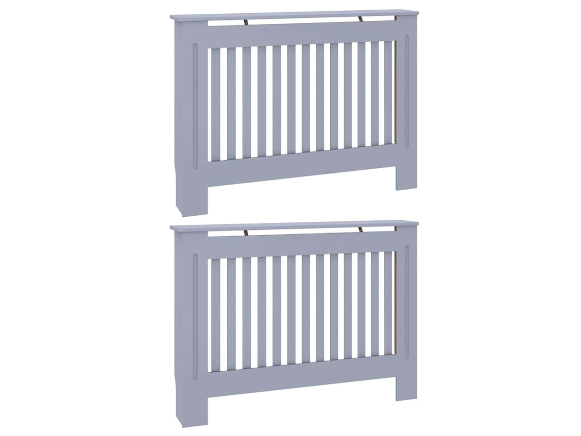 Capa De Radiador 2 Pcs Cinza 112x19x81,5cm Madeira Processada Haochrymec