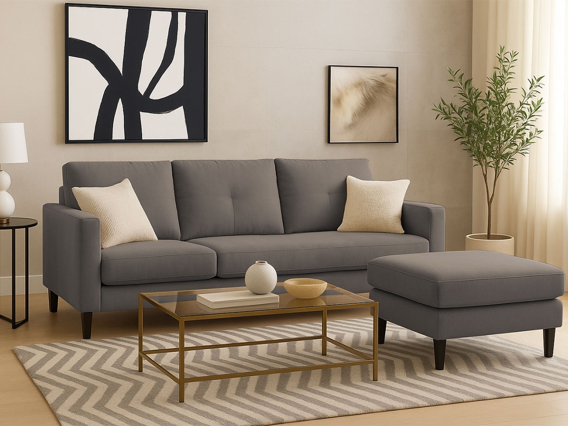 Sofá com Chaise Longue, Inter (Cinza Escuro)