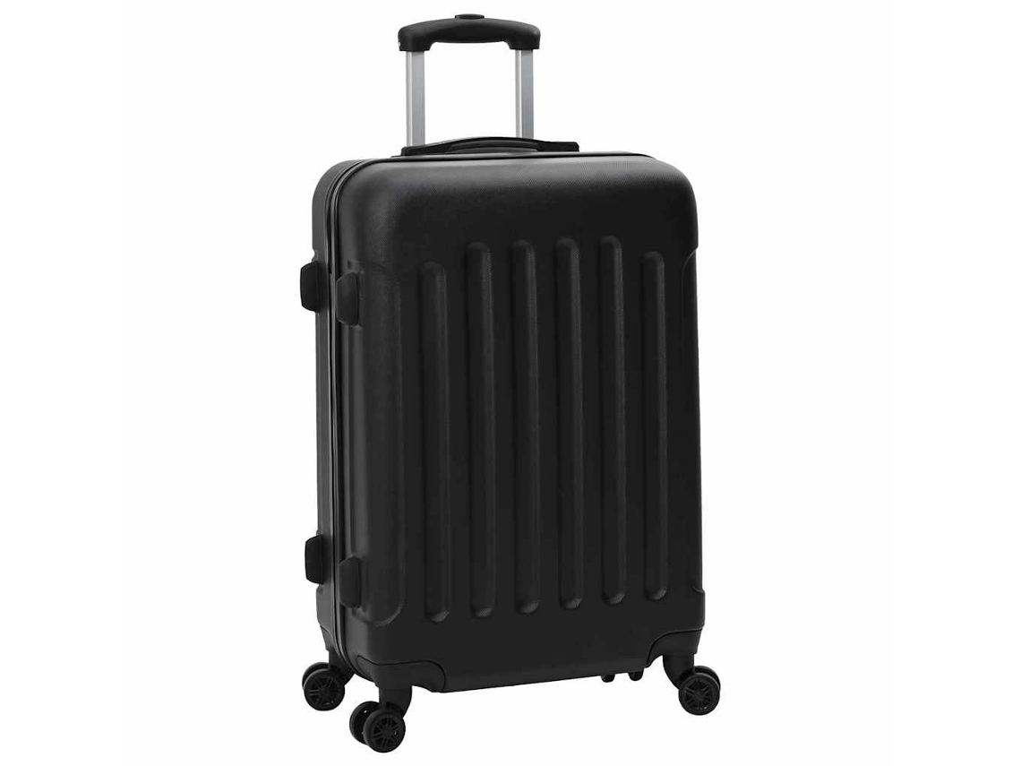 Conjunto 3 De Malas De Viagem Retangulares Em Policarbonato Vidaxl Preto Plástico