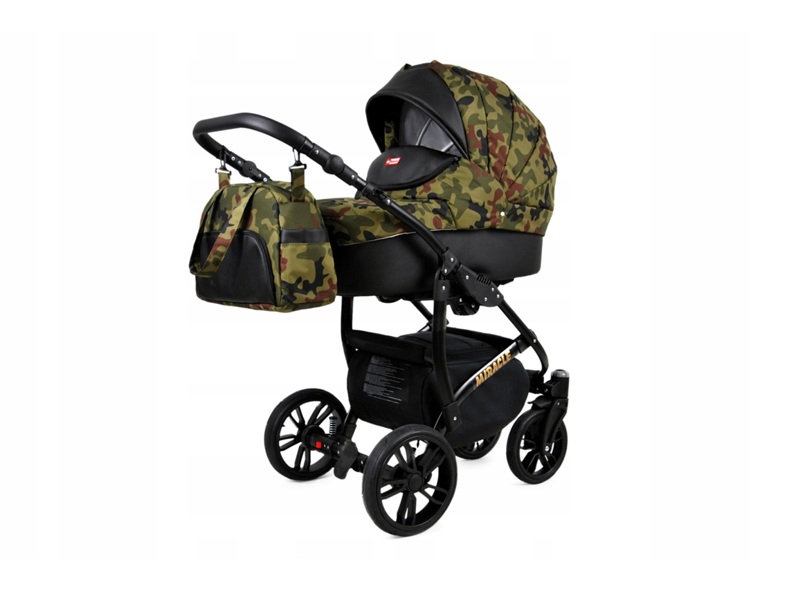 Carrinho de Bebé Multifuncional BABYLUX MIRACLE 4 Em 1 -Tactical Moro - Ajustável e dobrável Construção leve em alumínio - Acessórios