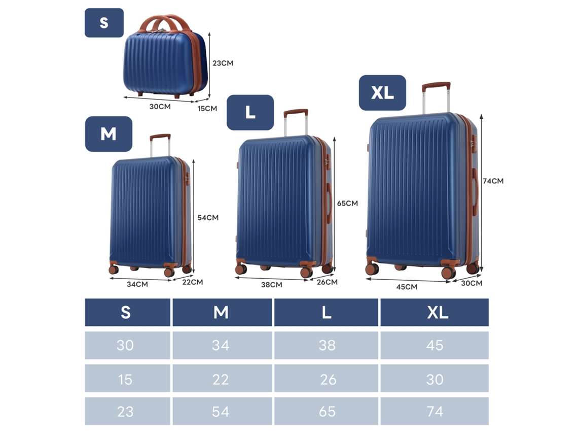 Conjunto De Malas Smlxl Roda 360 Degree,fecho Tsa,design Robusto E Elegante,azul Antigo Mega Echo Trade Shop (14202428)