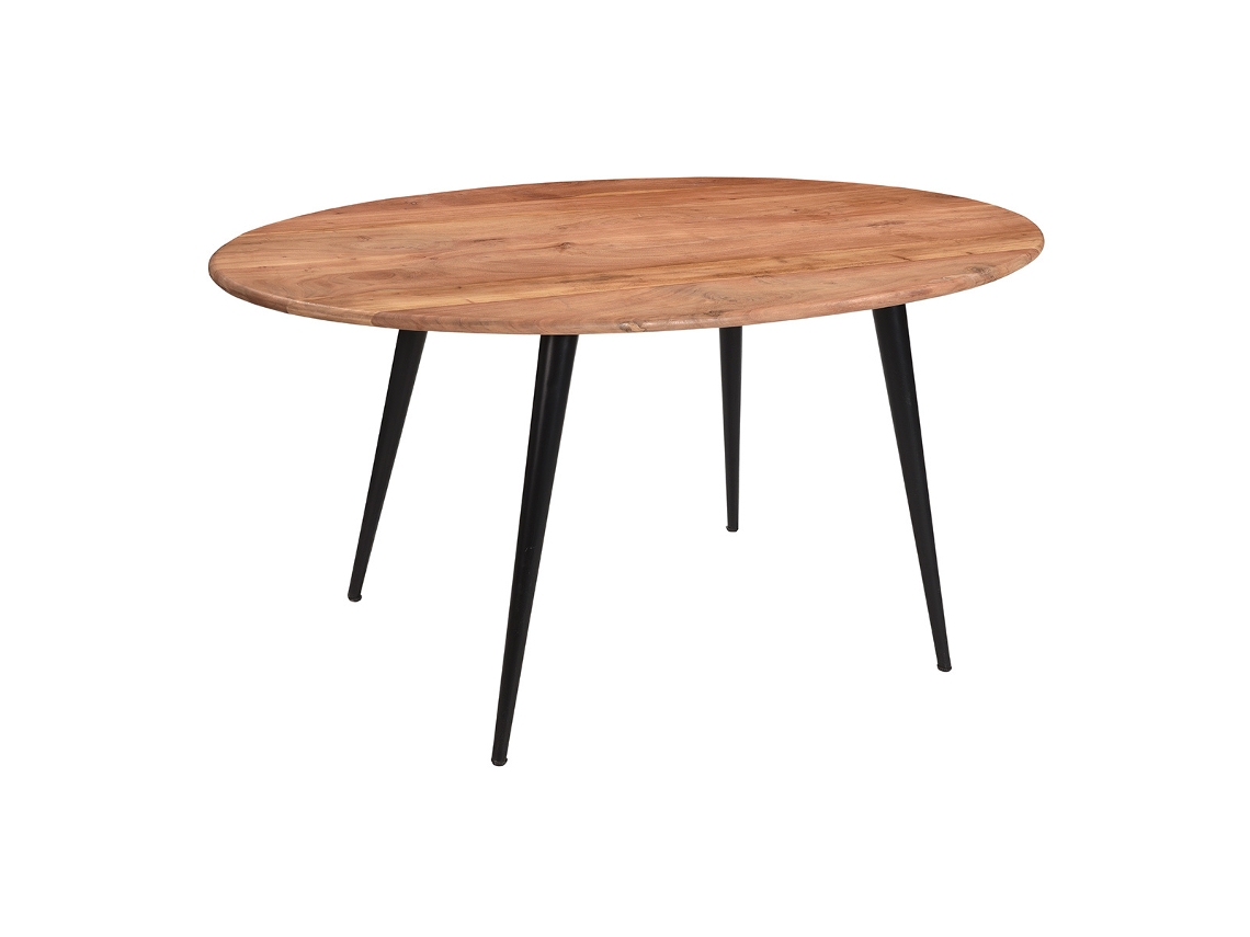 Mesa de jantar oval em madeira maciça de acácia e metal 160 cm Obali MILIBOO