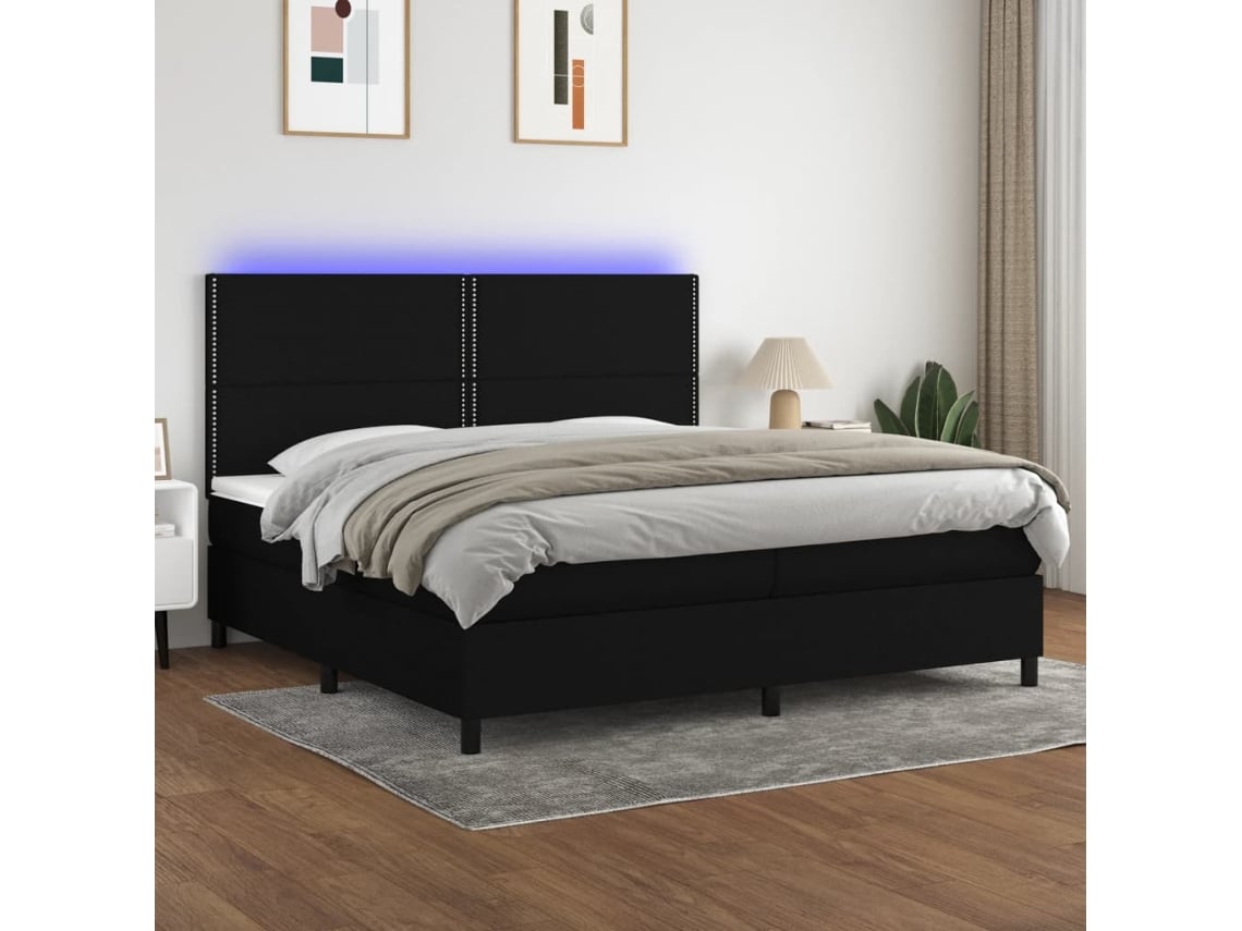 Cama box spring VIDAXL Preto Tecido (200x200 cm)