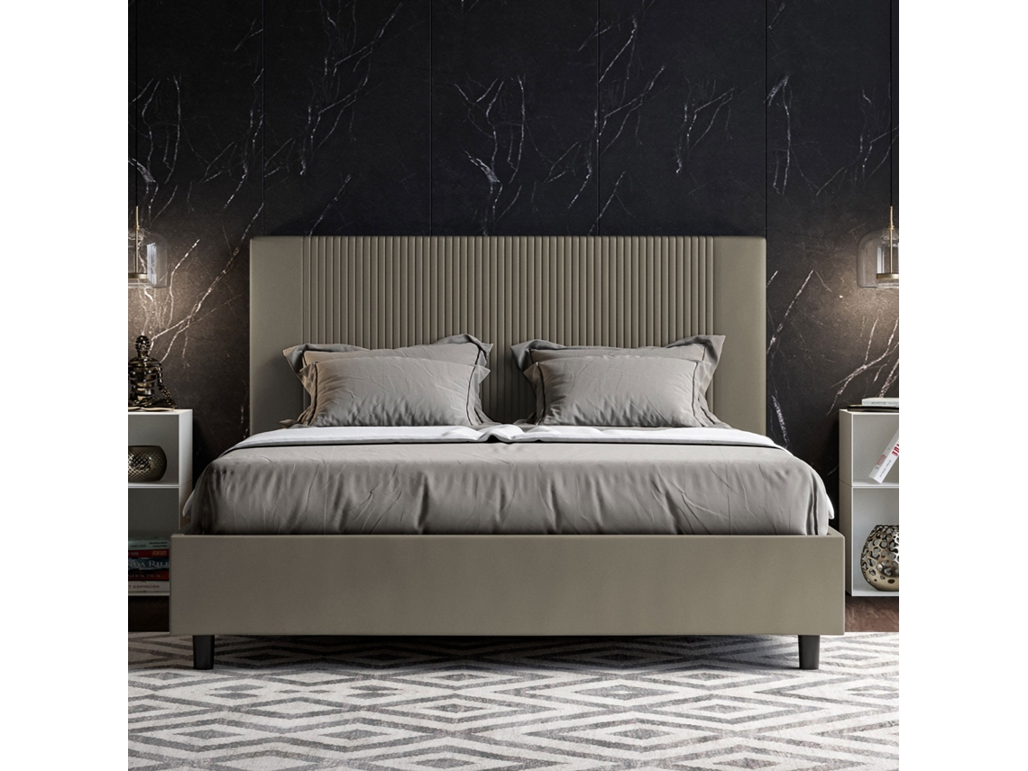 Cama de Casal Queen Size Sem Estrado Estofada GoyaITYHOME (160 x 190 cm - Painéis de Melamina e Couro Sintético)