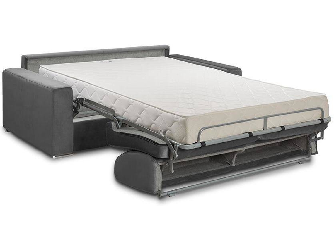 Sofá Cama Calife VENTE-UNIQUE (Cinza Antracite - Tecido e Veludo - 170x94x85 cm/Dimensões da cama: 140-159 cm)