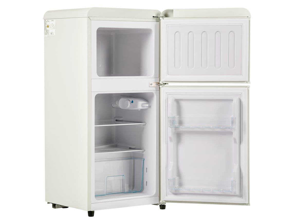 Geladeira/freezer Estilo Retro. Altura 88,8 Cm, Largura 45,5 Cm, Design De Duas Portas, Capacidade Total De 60 Litros.