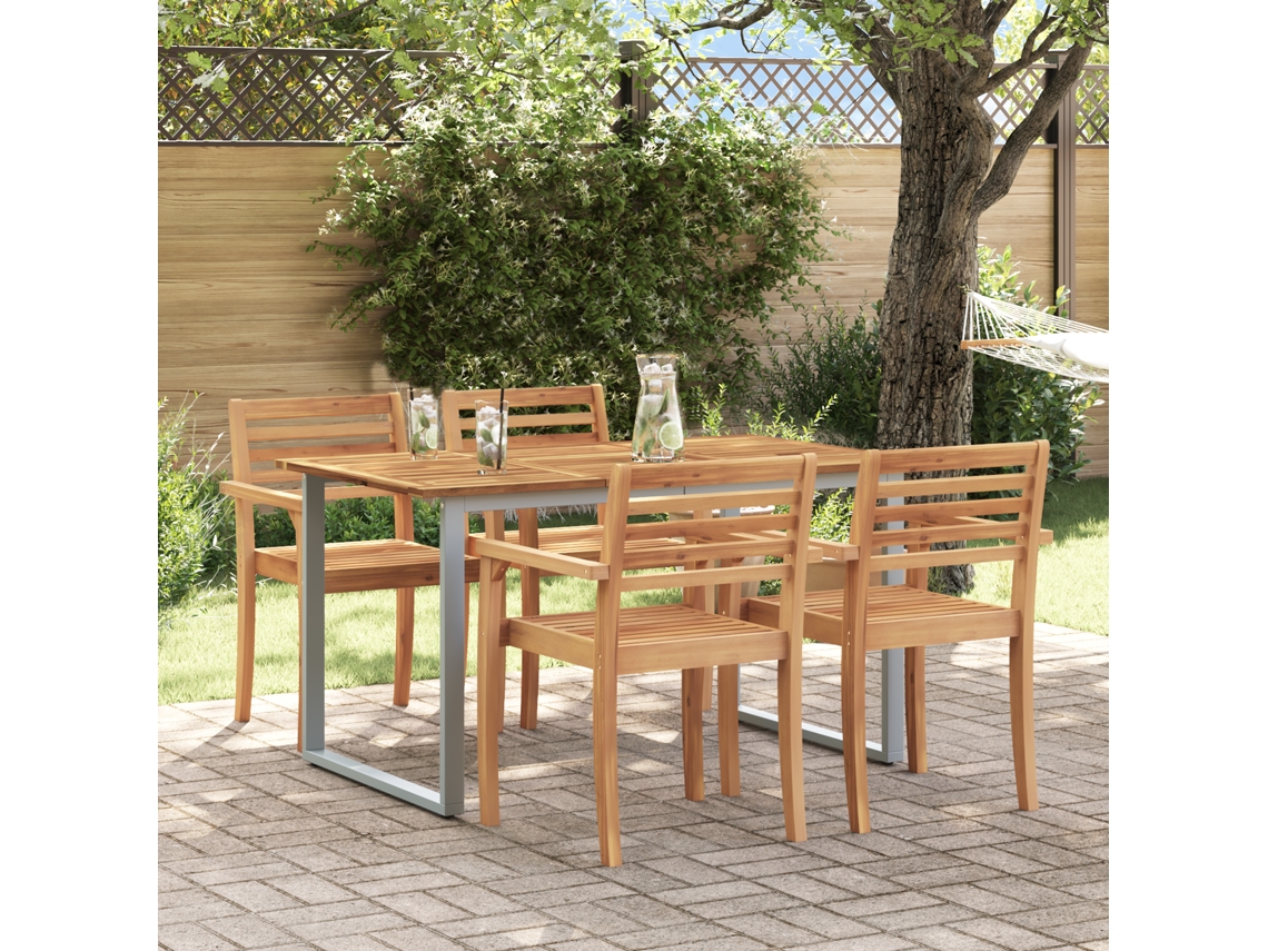 Mesa De Patio Retangular Cinza Para Jantar Vidaxl Cinzento Aço Revestido A Pó (140 X 80 X 75 Cm)