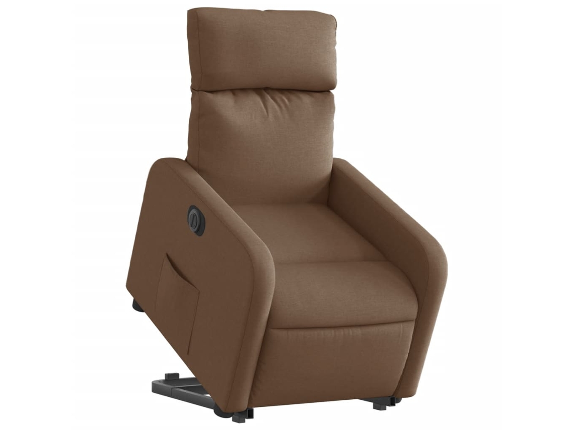 Poltrona reclinável elevatória elétrica tecido castanho