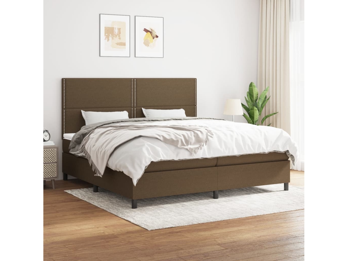 Cama box spring VIDAXL Marrom Tecido (200x200 cm)