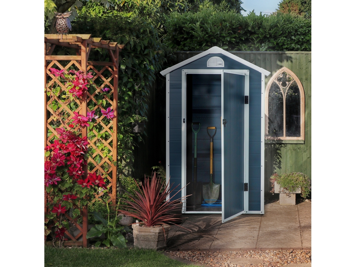 Casinha De Jardim/depósito De Ferramentas Com Janela De Ventilação, Telhado Inclinado, Metal, Cinza, 134 X 104 X 204 Cm, Para Uso Em Jardins Zkaka