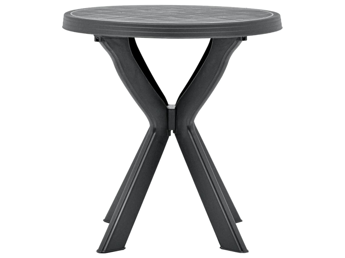 Mesa De Jardim Ø70 Cm Plástico Antracite Resistente Às Intempéries