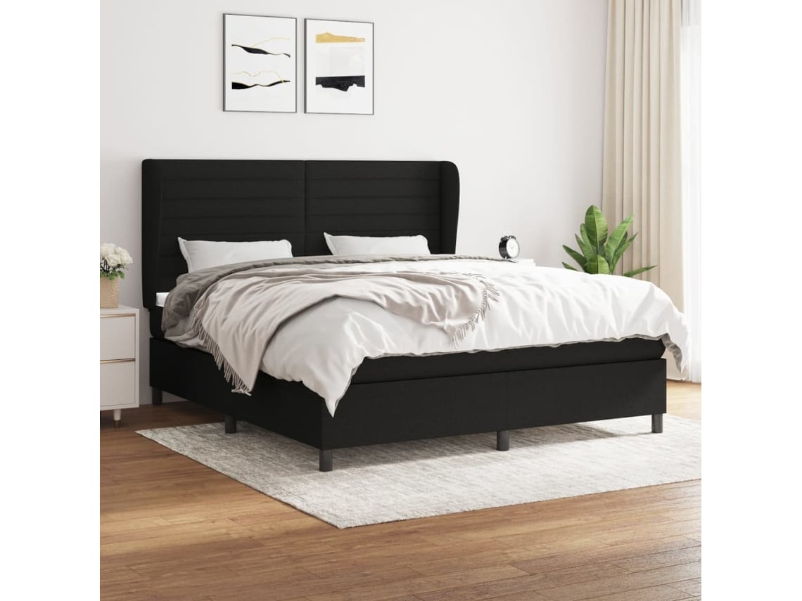 Cama box spring VIDAXL Preto Tecido (180x200 cm)