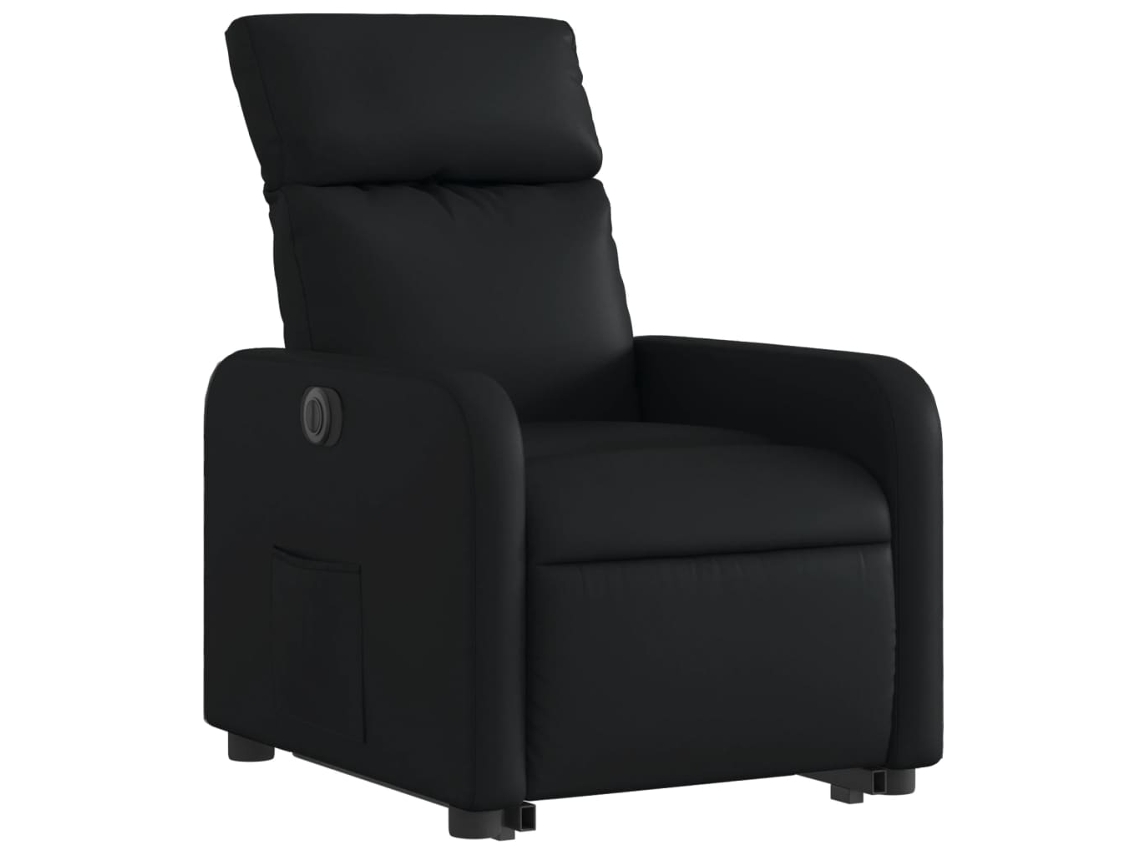 Poltrona reclinável elevatória elétrica couro artificial preto