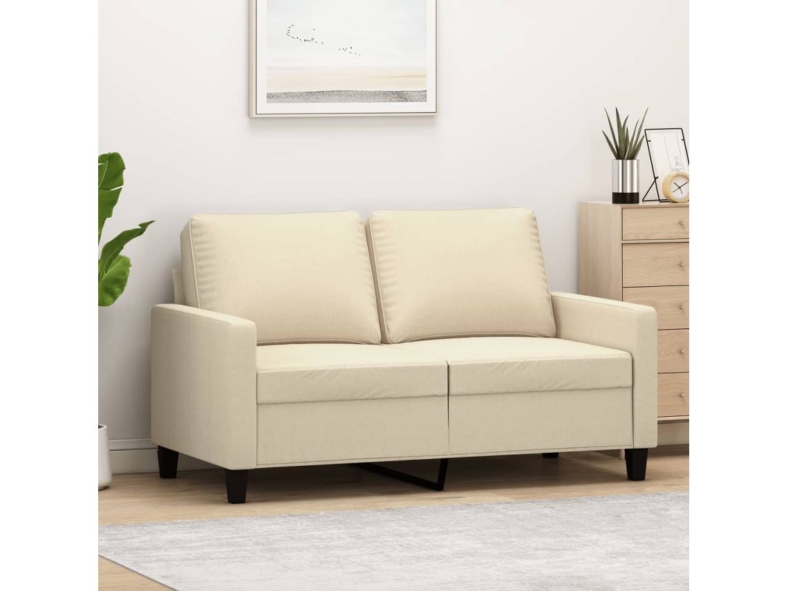 Sofá de 2 lugares tecido VIDAXL cor creme (120 cm)