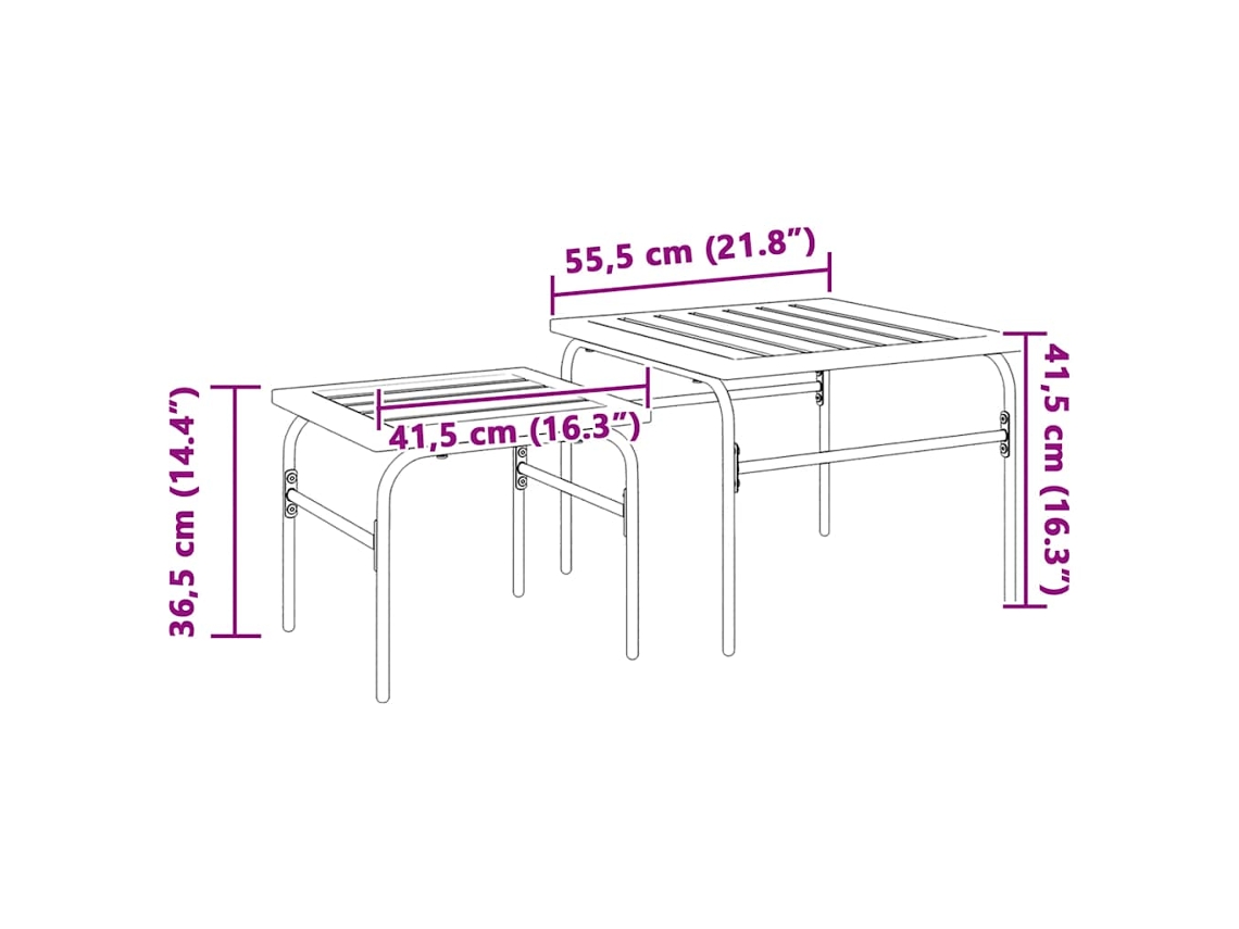 Mesas de Centro de Encastrar P/ Jardim 2 Pcs Aço Preto/Castanho PANGSHIYUAN
