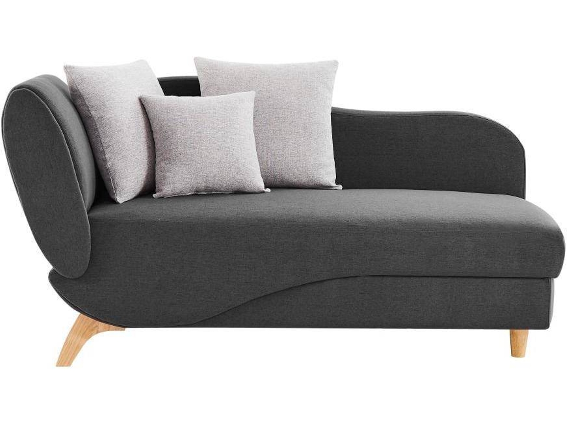 Chaise Longue Convertível Penelope VENTE-UNIQUE (Cinza Antracite - Tecido e Veludo - 160x80x81 cm/Dimensões da cama: 60-79 cm)