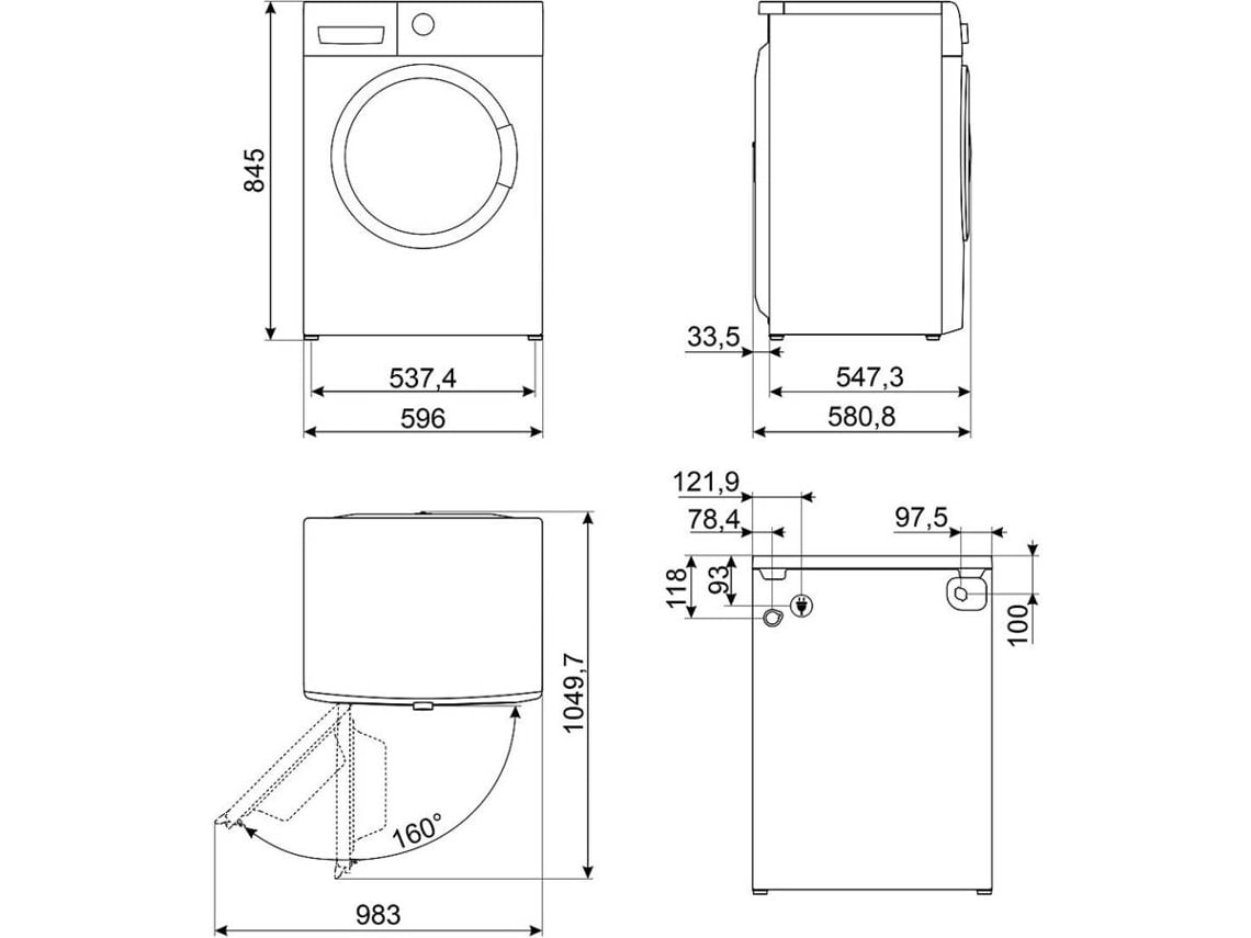 Máquina de Lavar Roupa SMEG Autodose WNP96SLAAIN  (9 kg - 1600 rpm - Branco)